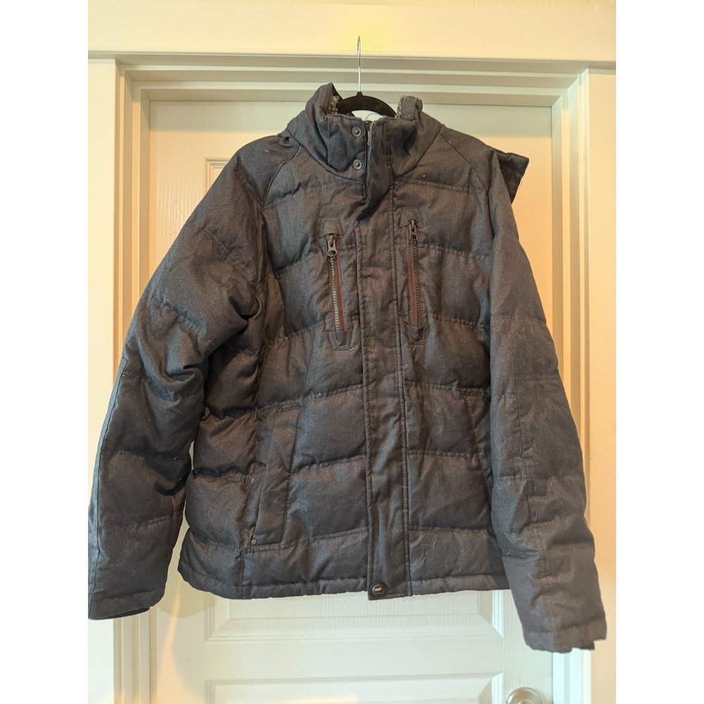 Hawke & Co Men's Black Hooded Full Zip Puffer Jacket Hoodie Size L